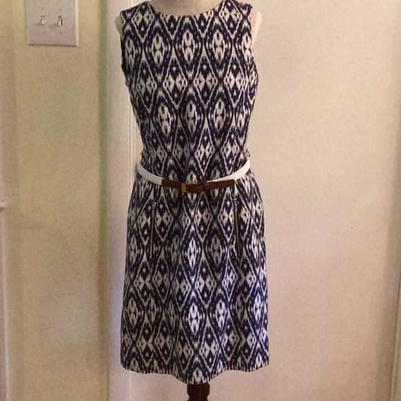 Dress blue/white with belt and pockets - Picture 1 of 5